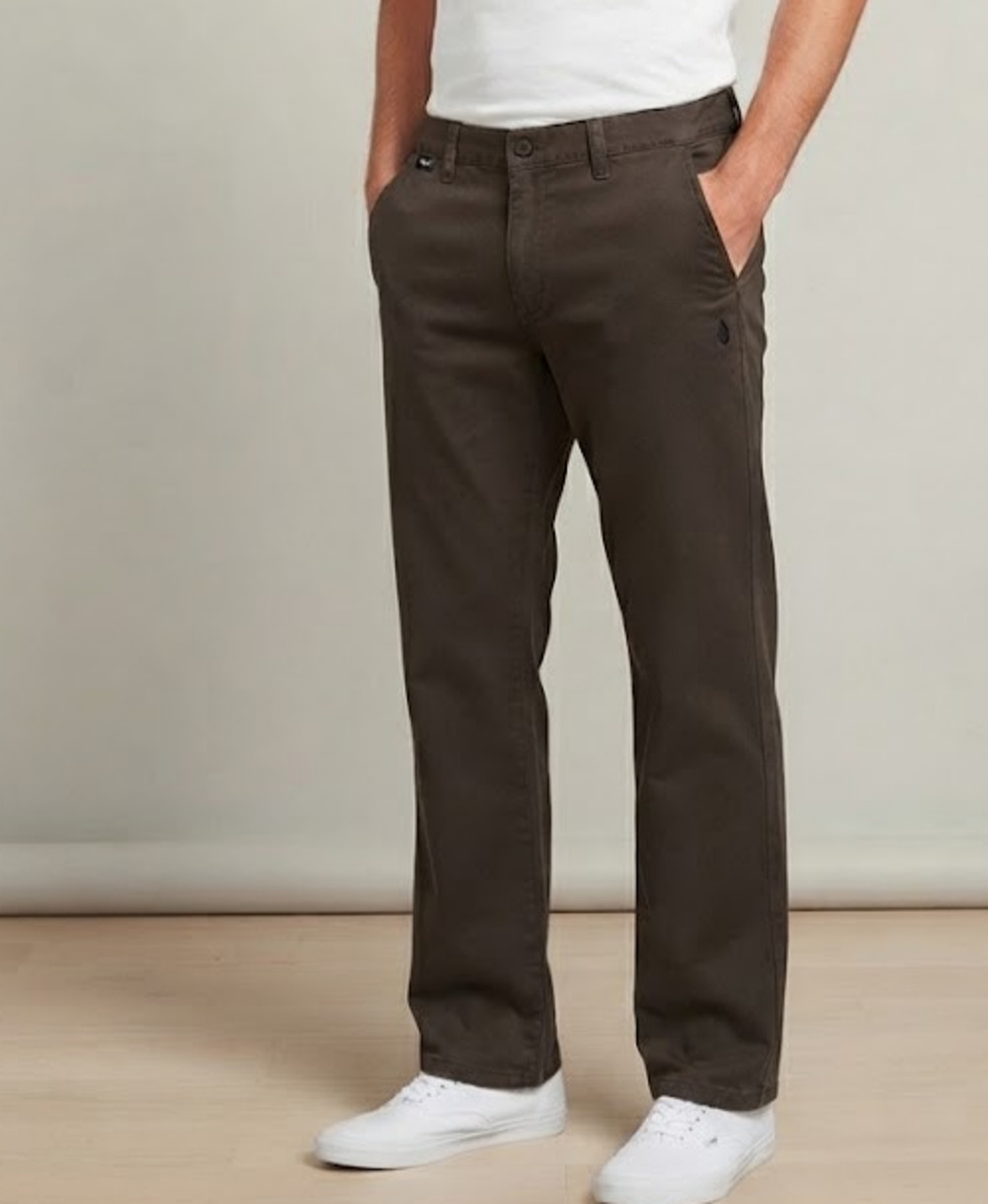 Volcom Vmonty Pants Mens Size 36 Brown Cotton Blend Skate Casual Chino Pants